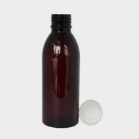 Bouteille en plastique ambré foncé de 180 ml pour médicaments liquides oraux, sirop contre la toux |   Bouteille en plastique avec quatre lignes graduées 180 ml |   Qualité pharmaceutique