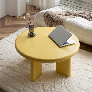 2025 xu hướng hiện đại 4 chân trong nhà Bàn cà phê thấp độc đáo tròn bóng gỗ sơn mài điểm nhấn cho bàn phòng khách nhỏ - Product Image 2