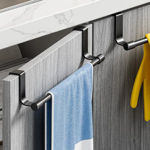 Porte-serviettes mural pour armoire, sans perçage, installation facile, étagère de rangement de cuisine, simple niveau - Product Image 2