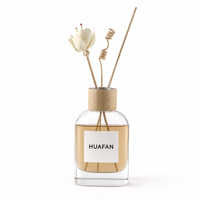 Flacon diffuseur de parfum en verre transparent de luxe 150 ml avec bouchon, conteneur vide pour la décoration intérieure, estampage doré personnalisé