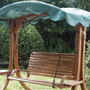 Jardín al aire libre de madera adultos <span class=keywords><strong>2</strong></span> y 3 y 4 asiento sillas con armas y tela dosel Swing cojín silla - Product Image 3