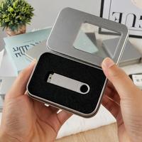 Boîte en fer blanc rectangulaire vide pour ongles à presser, clé USB, badges, emballage personnalisé