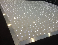 Piste de danse LED portable en acrylique étoilée noire et blanche de 16x16 pieds pour mariage et discothèque