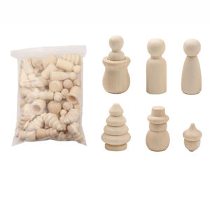 46 Pezzi di Parti in Legno per Artigianato, Bambole in Legno Non Dipinte per Pittura e Decorazione Fai-da-Te, Fornitura all'Ingrosso - Product Image 1