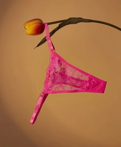 Culottes string en dentelle florale pour femmes, à bretelles réglables, taille basse, sous-vêtements en T-back, couleur unie, maille transparente, lingerie sexy pour femmes, OEM ODM - Product Image 3