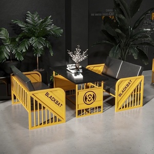Cabina de Metal de estilo <span class=keywords><strong>industrial</strong></span>, combinación de silla de mesa de hierro forjado para comedor, tienda de té de la leche, cafetería, Bar, barbacoa, <span class=keywords><strong>muebles</strong></span> de restaurante - Product Image 4