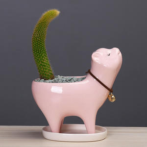 Pot de fleurs en céramique pour succulentes et cactus, motif chat de dessin animé, décoration mignonne pour <span class=keywords><strong>balcon</strong></span> et jardin, cadeau de Noël personnalisé - Product Image 3