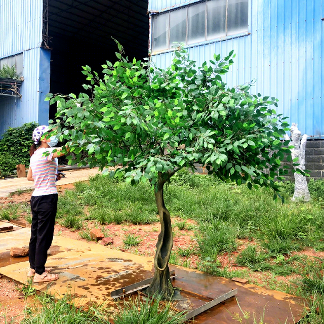 Songtao Customized Green Artificial Ficus Banyan High Simulation Fiberglass Trunk Eco-friendly Durable UV Resistant 230CM Plant