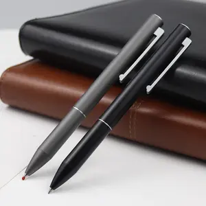 Logo Aanpassen Executive Metalen Twist Pen Matte Zwarte Balpen Eenvoudig Ontwerp Koper Materiaal Slanke Handtekening Pen