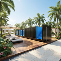 Vente d'usine, maison préfabriquée modulaire industrielle en acier de 40 pieds, structure au sol, écologique, maison-conteneur privée, piscine