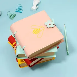 Carnet de notes A5 personnalisé fait main en cuir PU gaufré abeille, couverture rigide, reliure spirale à fils, carnet de croquis à feuilles mobiles - Product Image 6