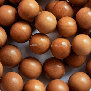 Rosario budista Cuentas Mysore Sándalo Madera Patrón redondo Color natural Cuentas de madera hechas a mano - Product Image 1
