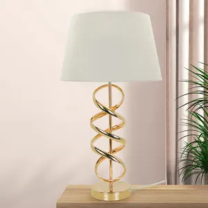 Modern Wholesale Luxury Hotel Decoration Lighting Living Room Twisted Shape Metal Table Lamp