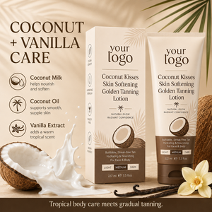 Lotion bronzante dorée hydratante pour peaux sèches, à l'extrait de lait de coco et de vanille, effet soleil bronzé, OEM ODM, faible MOQ, production en gros - Product Image 3