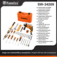 Kit de perceuse à percussion FUMETAX 127V 600W avec embouts de tournevis, pinces, marteau perforateur