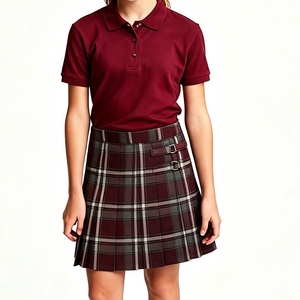 <span class=keywords><strong>Gonna</strong></span> a Pieghe per Uniforme Scolastica Femminile, <span class=keywords><strong>Gonna</strong></span> <span class=keywords><strong>Rossa</strong></span> a Quadri in Poliestere per Divisa Scolastica - Product Image 2