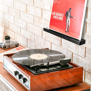 JUNJI Étagère pour disques vinyles en bois de pin élégant Organisateur de maison Support mural flottant pour collection d'albums - Product Image 3