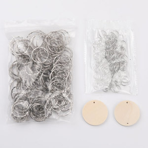 Wood Keychain Accessories 35mm Single Double Hole Round Wood <b>Discs</b> With <b>Metal</b> Rings For DIY Home Decoration - Product Image 4
