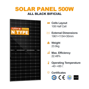 Eu Warehouse Stock Nertherlands a Grade Topcon All Black Double Glass Bifacial <b>500</b> <b>Watt</b> Panneaux Solaires <b>Solar</b> <b>Panels</b> - Product Image 1