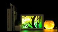 Boîte à lumière en papier avec forêt et wapiti, peintures lumineuses, lanterne en papier, modèle créatif 3D, cadeau familiale