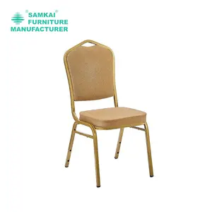 SK-YHY-F004, оптовая продажа, золотистые металлические штабелируемые стулья, красная ткань для банкетных мероприятий в отеле, поставщик США