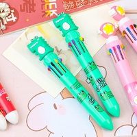 Stylo bille multifonction 10 couleurs style dessin animé pour étudiant, stylo coloré pour carnet, stylo à pression multifonction de haute qualité, modèle D-0008