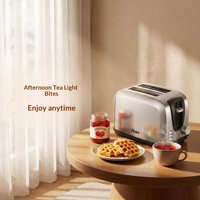 Grille-pain électrique compact 2 fentes pour petite cuisine domestique avec bac à miettes amovible et fonctions de décongélation et de réchauffement