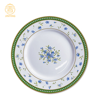 Derniers ensembles de vaisselle en céramique de luxe à motif de plantes vertes, vaisselle en porcelaine fine pour événements et traiteurs