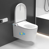 WC Suspendu Intelligent en Céramique avec Réservoir et Siphon en P, Abattant Automatique pour Toilettes