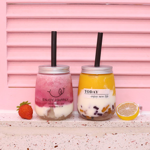 ขวดน้ำพลาสติก PET รูปตัวยู ขนาด 350 มล. 500 มล. 650 มล. แบบกำหนดเอง พร้อมฝาปิด สำหรับชาเย็น น้ำนม เครื่องดื่ม น้ำมะนาว - Product Image 1