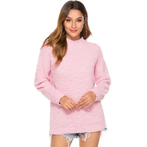 Suéter sencillo de manga larga para mujer, suéter de palomitas de maíz, Pastel, para adolescentes, Otoño e Invierno