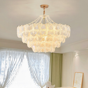 French Cream Style Oval Chandelier Led <b>Light</b> Multi Head Pendant For Living Room Bedroom Home Decor - Product Image 2