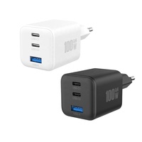Chargeur Mini HNT 100W GaN PD PPS 2USB-C+1USB-A Multiport Chargeur Rapide Compatible avec Ordinateur Portable Téléphone Design Compact Prise EU