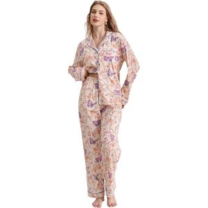 Conjunto de Pijama Personalizado para Mujer, Manga Larga, Botones, Algodón Suave, Ropa de Dormir, Cuello Camisero, Informal, para Primavera - Product Image 1