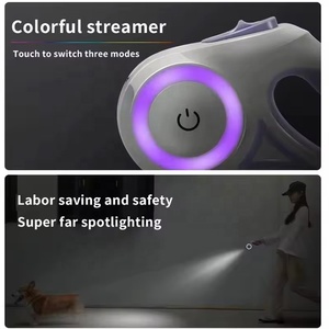 Laisse Rétractable Personnalisée pour Animaux de Compagnie, Luxe et Tendance, avec Lumières LED et Rubans, en Alliage, Nylon et ABS, pour Chiens, Vente en Gros, Nouveauté d'Usine - Product Image 4