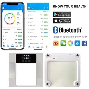 Bilancia per monitor per la salute dei grassi e accurata con scala per la composizione digitale del corpo intelligente per il bagno