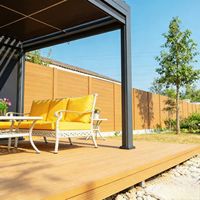 Pérgola Bioclimática Moderna de Aluminio con Techo de Láminas Ajustables, Automática, Eléctrica, para Patio, Resistente al Agua, Fácil de Instalar