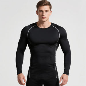 Alta calidad hombres Activewear camisetas venta al por mayor apretado entrenamiento camisa hombres Fitness gimnasio ejercicio deporte desgaste camisetas Top - Product Image 2