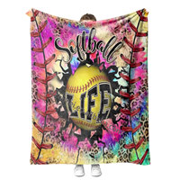 Nouvelle couverture polaire de voyage en polyester, motif sport de softball personnalisé, pour lits et pique-niques, vente en gros