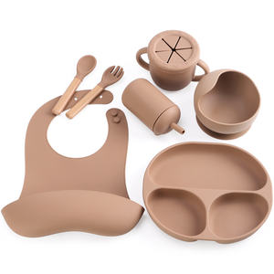 Fournitures en gros pour l'allaitement et le sevrage : Ensemble d'alimentation pour bébé en silicone, assiette, bol, cuillère, vaisselle - Product Image 1