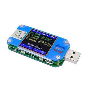 RD UM25 USB-A tipe-c, Voltmeter 2.0 tampilan warna, pengisi daya tahan kabel ammeter, penyimpan arus tegangan USB