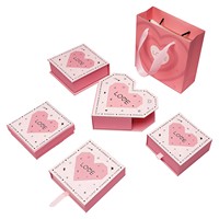 Boîte à bijoux romantique créative à couvercle rabattable et à tiroir, en forme de cœur, sur le thème de l'amour, pour la Saint-Valentin, pour filles