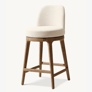 Tabouret de bar en bois de frêne moderne pour hôtel, cuisine extérieure, îlot de cuisine, chaises hautes rondes pour salle à manger, usage commercial - Product Image 2