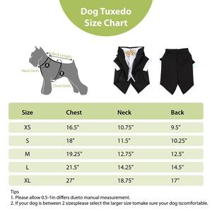 Tenue de smoking élégante et luxueuse pour chien - Ensemble de mariage respirant en polyester pour chiens de petite à moyenne taille avec nœud papillon doré - Product Image 6