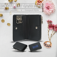 Porte-clés en cuir véritable, porte-cartes à fermeture éclair avec plusieurs crochets pour clés, organiseur de clés multifonctionnel, logo personnalisé