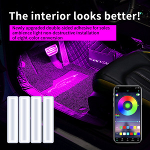 Automobile Led Lumières Intérieur Ambiant Pied Lampe Led RGB Bande USB Port Téléphone APP DIY Couleurs Barre Lumineuse Décorative - Product Image 5