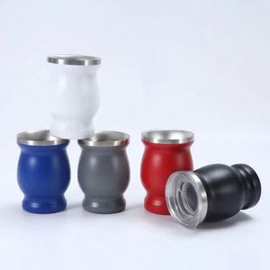 Tasse à maté en acier inoxydable à double paroi de 8 oz avec paille bombilla, tasse à thé en forme de calebasse - Product Image 1
