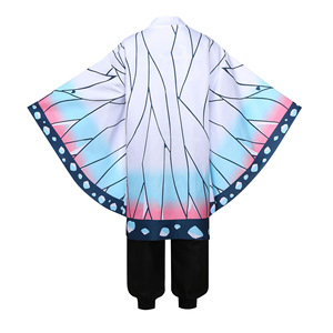 Disfraz de <span class=keywords><strong>Cosplay</strong></span> de Kimetsu No Yaiba Unisex Uniforme Kimono de Kochou <span class=keywords><strong>Shinobu</strong></span> Set Top Pantalones Poliéster para Fiestas de Halloween y Navidad - Product Image 3
