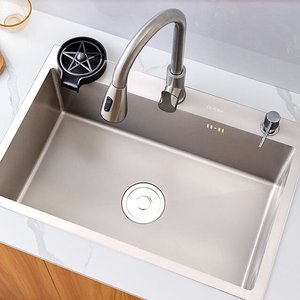 Fregadero de cocina de acero inoxidable de un solo tazón, fregadero grande de un solo tazón para empotrar, lavabo para lavar platos y verduras - Product Image 4