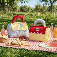 Trousse de Maquillage Mignonne Grande Capacité Portable Motif Nœud Dopamine Sac de Rangement Ouvert en Nylon Cadeau Amusant